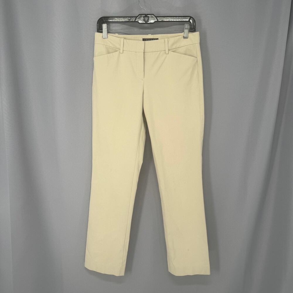 Theory Pants Womens 4 Tan Izelle Approach Straight Leg Stretch Work USA Made